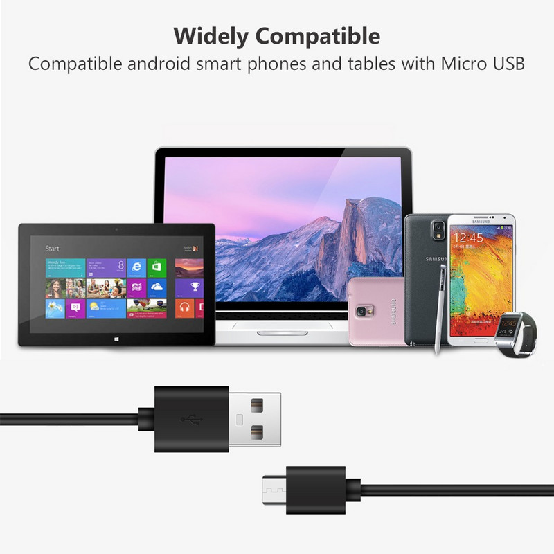 0.25/1/1.5/2/3M mikro USB laidas greito įkrovimo duomenų laido įkroviklio adapteris, skirtas Samsung Xiaomi Huawei Android telefono mikroUSB laidams