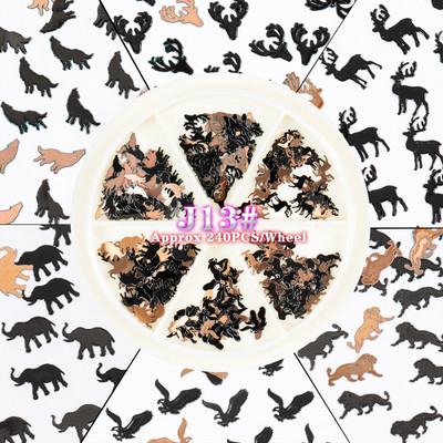240 vnt / Ratukas Mišinys 6 Pop Animal Liūtas Wlof Eagle Buck Metal Charm Nail Art Blizgučiai Dekoracija Lydinys Pjaustyti Ornamentai Pasidaryk pats manikiūras