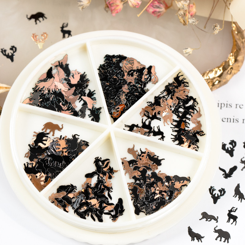 240 vnt / Ratukas Mišinys 6 Pop Animal Liūtas Wlof Eagle Buck Metal Charm Nail Art Blizgučiai Dekoracija Lydinys Pjaustyti Ornamentai Pasidaryk pats manikiūras