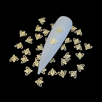 100 бр. Златни пеперуди, метални шипове за нокти, пчелен заек, метални стикери за изкуство за нокти, стикери, тънки талисмани за нокти Направи си сам 3D декорации за нокти