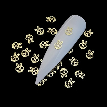 100 τμχ Gold Butterfly Metal Nail Studs Bee Rabbit Metallic Nail Art Αυτοκόλλητα Αυτοκόλλητα Λεπτά γοητεία νυχιών DIY 3D διακοσμητικά νυχιών