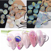 10 tk/kott Aurora Sea Shell küünekunsti amuletid 3D vaik Jaapani värviline Shell küünekunsti kaunistused DIY küünetarvikud 10X11,5 mm