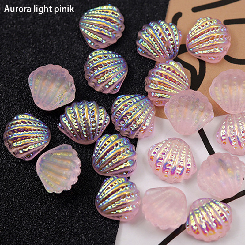 10 buc/sac Aurora Sea Shell Nail Art Charms 3D rășină japonez colorat Shell Nail Art Decoratiuni DIY unghii Accesorii 10X11.5mm
