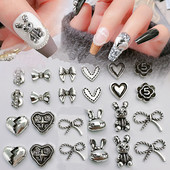 10 vnt 3D Nauji Punk Bunny Nail Charms 3D Bling Bling Glitter Design Heart Bunny Lydinio nagų dekoravimo DIY Kawaii manikiūro priedai