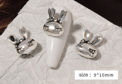 10 vnt 3D Nauji Punk Bunny Nail Charms 3D Bling Bling Glitter Design Heart Bunny Lydinio nagų dekoravimo DIY Kawaii manikiūro priedai