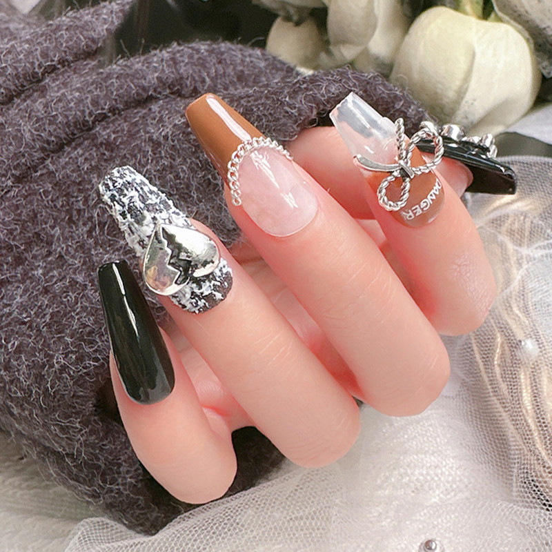 10 vnt 3D Nauji Punk Bunny Nail Charms 3D Bling Bling Glitter Design Heart Bunny Lydinio nagų dekoravimo DIY Kawaii manikiūro priedai