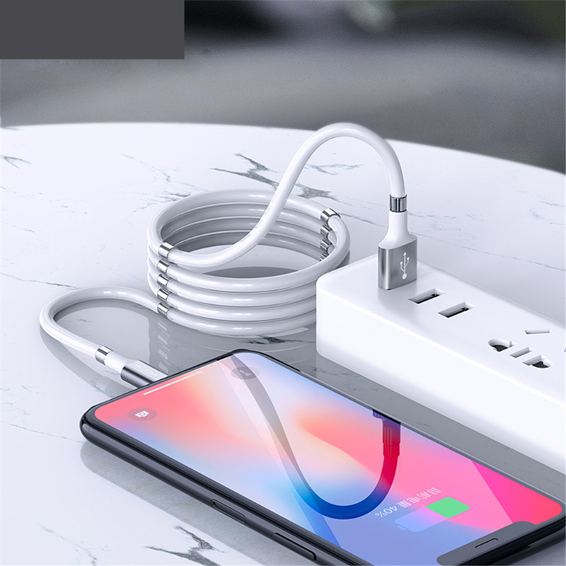 Magic Rope magnetkaabel isekeerduv kaabel iPhone`i jaoks Micro USB Type C magnetiga kiirlaadimine andmejuhtme juhe Automaatsalvestuskaablid
