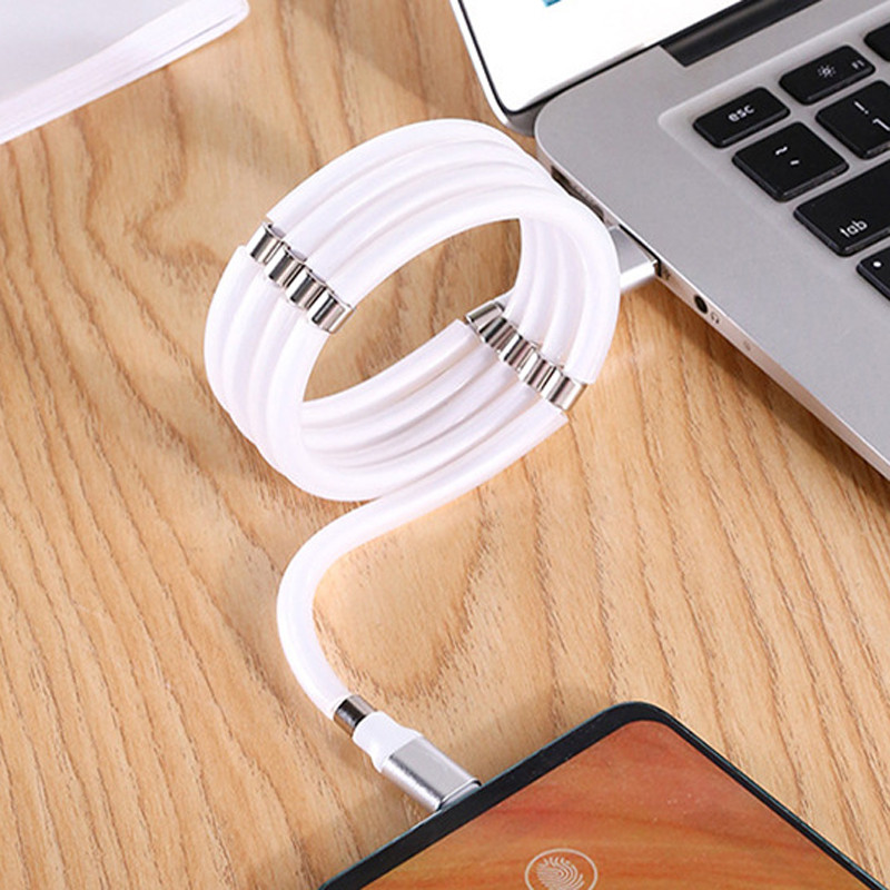 Magic Rope magnetkaabel isekeerduv kaabel iPhone`i jaoks Micro USB Type C magnetiga kiirlaadimine andmejuhtme juhe Automaatsalvestuskaablid