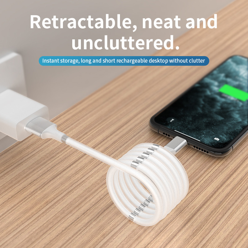 Magic Rope magnetkaabel isekeerduv kaabel iPhone`i jaoks Micro USB Type C magnetiga kiirlaadimine andmejuhtme juhe Automaatsalvestuskaablid