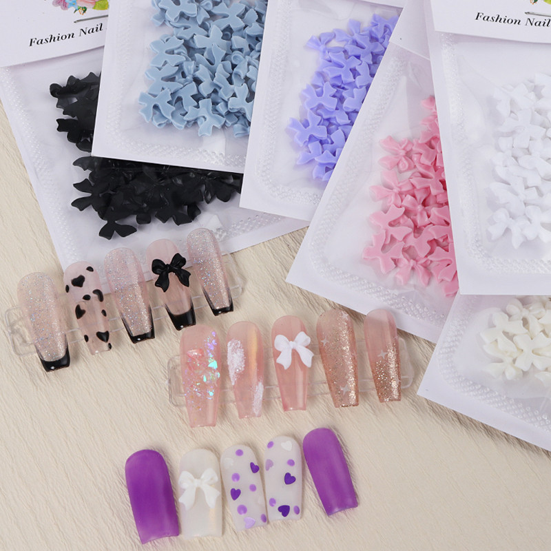 50 komada Ružičasta vrpca Mašna Ukrasi za nokte Rhinestones Leptir kravata Luksuzni pribor za manikuru Kawaii dodaci Decoracion Uñas