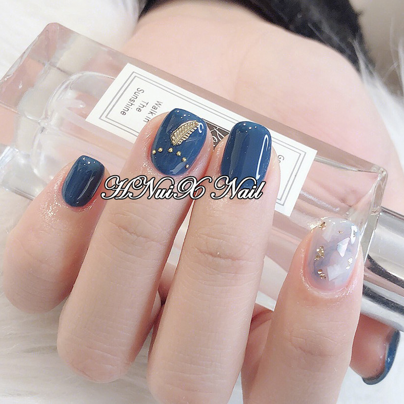 Naujas 100 vienetų nagų dailės dekoravimo aukso ir sidabrinės plunksnos 3D metalinių dalių modeliavimo įrankis nagų dizaino kūrimui