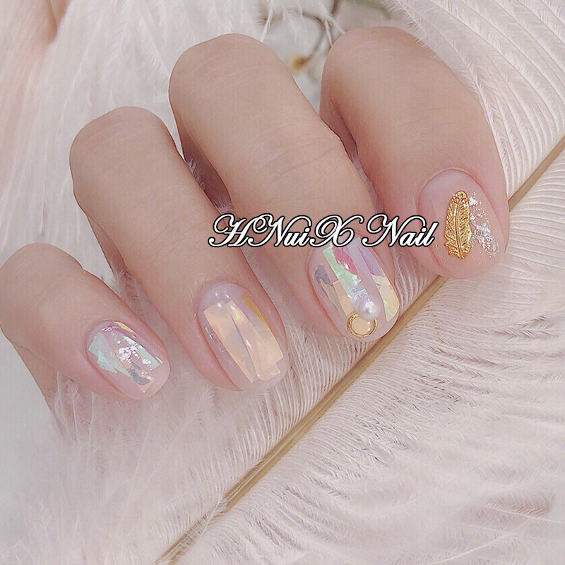 Naujas 100 vienetų nagų dailės dekoravimo aukso ir sidabrinės plunksnos 3D metalinių dalių modeliavimo įrankis nagų dizaino kūrimui