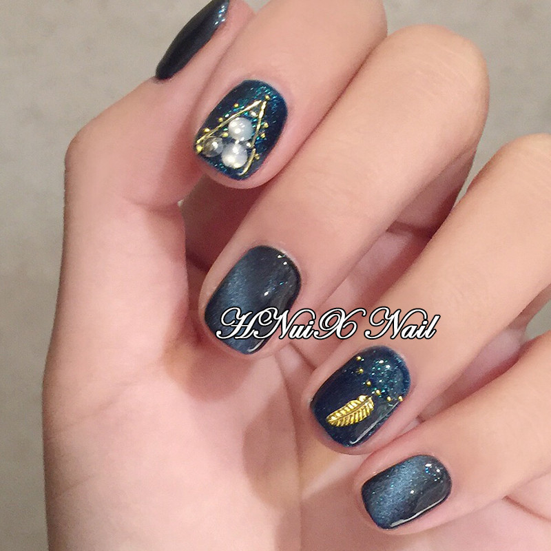 Naujas 100 vienetų nagų dailės dekoravimo aukso ir sidabrinės plunksnos 3D metalinių dalių modeliavimo įrankis nagų dizaino kūrimui