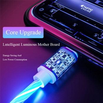 Πολύχρωμο ρέον LED Glow USB Charger Type C Καλώδιο για Android Καλώδιο φόρτισης Micro USB για iPhone X για Samsung s9 Charge