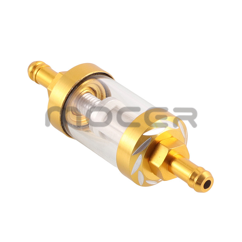 8mm CNC κράμα αλουμινίου γυαλί μοτοσικλέτας καυσίμου καυσίμου βενζίνης φίλτρο μοτοσικλέτας αξεσουάρ Moto για ATV Dirt Pit Bike Motocross