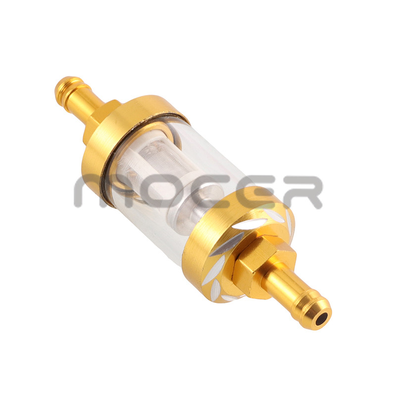 8mm CNC κράμα αλουμινίου γυαλί μοτοσικλέτας καυσίμου καυσίμου βενζίνης φίλτρο μοτοσικλέτας αξεσουάρ Moto για ATV Dirt Pit Bike Motocross
