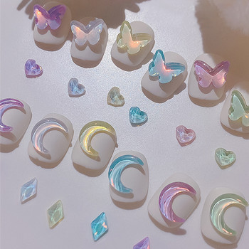 1 Τσάντα Ζελέ Πεταλούδα Διακόσμηση Νυχιών Στρας Πολύχρωμα Νύχια MOON Καρδιά Charms 3D Press on Nails Κορδέλα Μέρη Αξεσουάρ