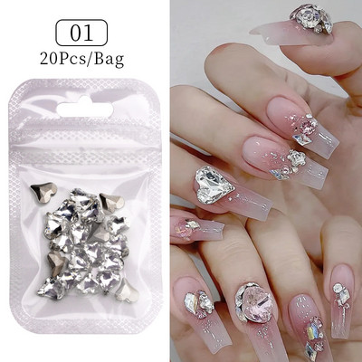 1 pungă Jeleu Fluture Nail Art Decoration Strasuri Colorate Unghii LUNA Inima Brelocuri 3D Apăsați pe unghii Panglică Piese Accesorii