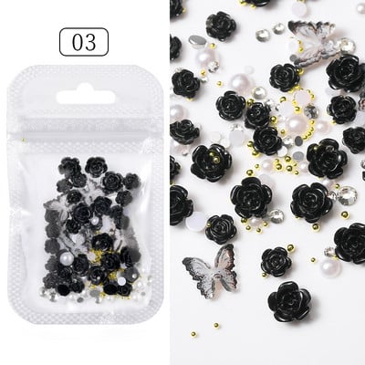 1 pungă Jeleu Fluture Nail Art Decoration Strasuri Colorate Unghii LUNA Inima Brelocuri 3D Apăsați pe unghii Panglică Piese Accesorii