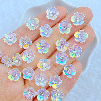 30 τμχ Νέο χαριτωμένο μίνι γυαλιστερό Diamond Flower Nail Rhinestones Πολύτιμοι λίθοι Glitter Nail Art Jewelry Μανικιούρ Αξεσουάρ διακόσμησης νυχιών