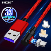 90 laipsnių magnetinis kabelis Micro USB Type C greitas įkrovimas, skirtas iPhone 12 11 Por Huawei Xiaomi mobiliesiems telefonams USB C magneto įkrovimo laidas