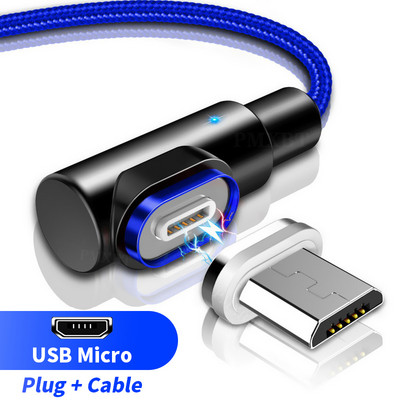 90 laipsnių magnetinis kabelis Micro USB Type C greitas įkrovimas, skirtas iPhone 12 11 Por Huawei Xiaomi mobiliesiems telefonams USB C magneto įkrovimo laidas