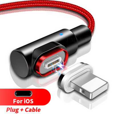 90 laipsnių magnetinis kabelis Micro USB Type C greitas įkrovimas, skirtas iPhone 12 11 Por Huawei Xiaomi mobiliesiems telefonams USB C magneto įkrovimo laidas