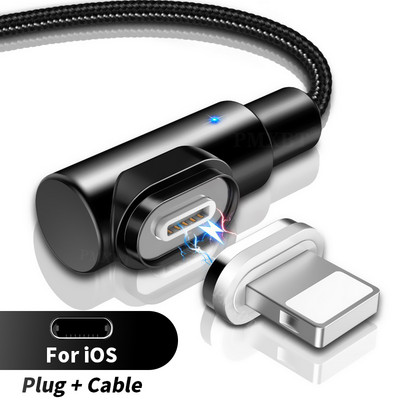 90 laipsnių magnetinis kabelis Micro USB Type C greitas įkrovimas, skirtas iPhone 12 11 Por Huawei Xiaomi mobiliesiems telefonams USB C magneto įkrovimo laidas