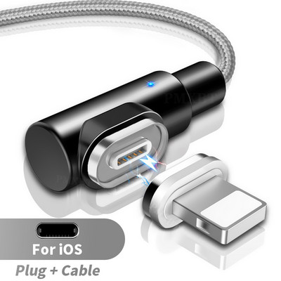90 laipsnių magnetinis kabelis Micro USB Type C greitas įkrovimas, skirtas iPhone 12 11 Por Huawei Xiaomi mobiliesiems telefonams USB C magneto įkrovimo laidas