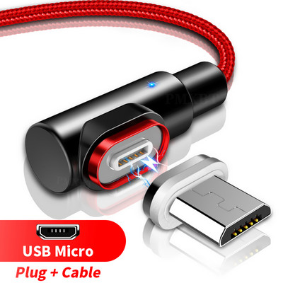 90 laipsnių magnetinis kabelis Micro USB Type C greitas įkrovimas, skirtas iPhone 12 11 Por Huawei Xiaomi mobiliesiems telefonams USB C magneto įkrovimo laidas