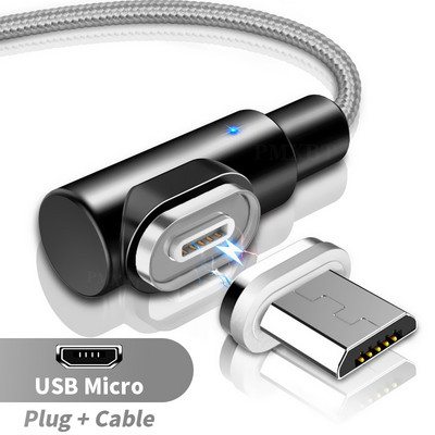 90 laipsnių magnetinis kabelis Micro USB Type C greitas įkrovimas, skirtas iPhone 12 11 Por Huawei Xiaomi mobiliesiems telefonams USB C magneto įkrovimo laidas
