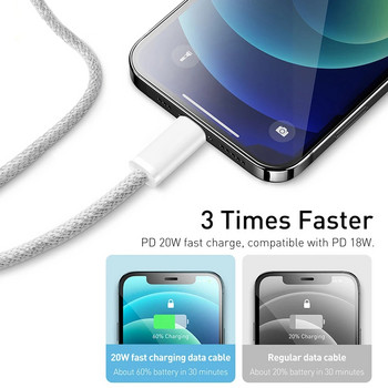 Καλώδιο ύφανσης φορτιστή Lightning PD USB-C για iPhone 11 12 13 14 Pro Max Fast Charging XS XR X 8 7 6 Plus SE 2020 Wire καλώδιο