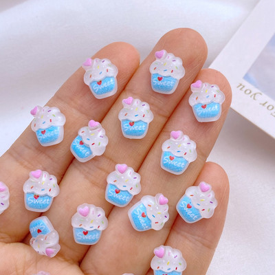 50 de bucăți colorate de mini înghețată spumante din rășină pentru nail art, farmec pentru unghii în formă de floare, produse pentru îmbunătățirea unghiilor