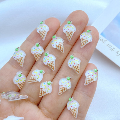 50 de bucăți colorate de mini înghețată spumante din rășină pentru nail art, farmec pentru unghii în formă de floare, produse pentru îmbunătățirea unghiilor