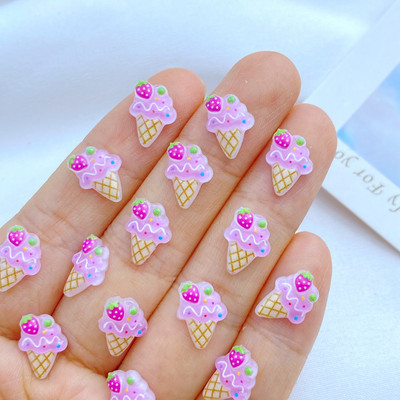 50 de bucăți colorate de mini înghețată spumante din rășină pentru nail art, farmec pentru unghii în formă de floare, produse pentru îmbunătățirea unghiilor