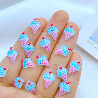 50 de bucăți colorate de mini înghețată spumante din rășină pentru nail art, farmec pentru unghii în formă de floare, produse pentru îmbunătățirea unghiilor