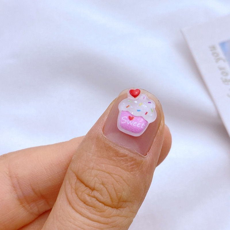 50 de bucăți colorate de mini înghețată spumante din rășină pentru nail art, farmec pentru unghii în formă de floare, produse pentru îmbunătățirea unghiilor