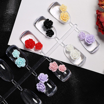 100Pcs 3D акрилни цветя Nail Art Charms Аксесоари 6 mm Camellia Rose бижута за декорация на нокти Консумативи за маникюр Части за нокти