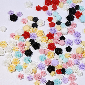 100 τμχ 3D Acrylic Flower Nail Art Charms Αξεσουάρ 6mm Camellia Rose Jewelry For Nail Deoration Αναλώσιμα Μανικιούρ Ανταλλακτικά νυχιών