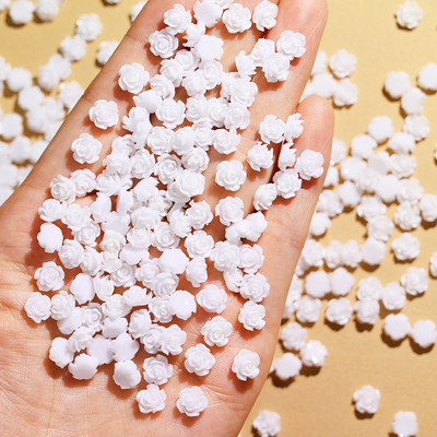 100 de bucăți 3D acrilic flori Nail Art Charms Accesorii 6mm Camellia Rose Bijuterii pentru decorarea unghiilor Articole pentru manichiura Piese pentru unghii