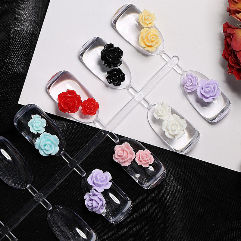 100 de bucăți 3D acrilic flori Nail Art Charms Accesorii 6mm Camellia Rose Bijuterii pentru decorarea unghiilor Articole pentru manichiura Piese pentru unghii
