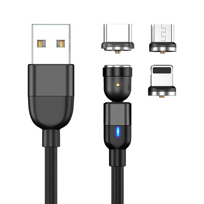 540 pöörleva magnetilise laadija kaabel kiirlaadimismagnetiga laadija mikro-USB-tüüpi C kaabel mobiiltelefoni juhtmega iPhone Xiaomi jaoks