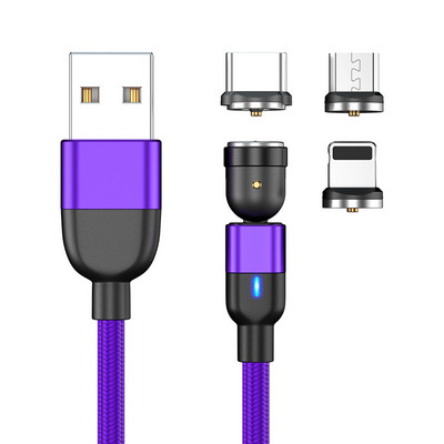 540 pöörleva magnetilise laadija kaabel kiirlaadimismagnetiga laadija mikro-USB-tüüpi C kaabel mobiiltelefoni juhtmega iPhone Xiaomi jaoks