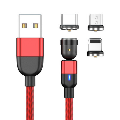 540 pöörleva magnetilise laadija kaabel kiirlaadimismagnetiga laadija mikro-USB-tüüpi C kaabel mobiiltelefoni juhtmega iPhone Xiaomi jaoks