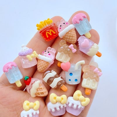 20gab Resin Mini Cartoon saldējuma zaķa pudeles popsicle Nail Plakans aizmugurē Rhinestone Aplikācijas DIY Kāzu albums Decor Craft