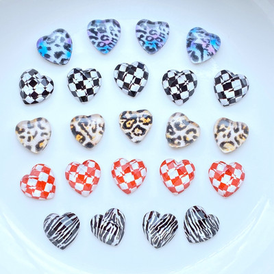 100 vnt. Nauji blizgantys leopardo širdies nagų krištoliniai akmenys brangakmeniai Blizgučiai nagų dailė Papuošalai Manikiūras Nagų dekoravimo aksesuaras