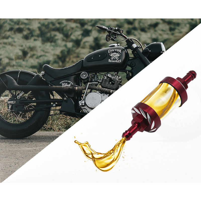 ZSDTRP 6mm 8mm Filtru de combustibil în linie pentru benzină pentru motocicletă pentru Pit Dirt Bike CNC, aliaj de aluminiu, sticlă, filtre de combustibil pentru motociclete