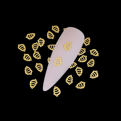 100 vnt. / lot. Japonija 3d auksas Honey Bee nagų dailės puošmenos Charm Diy Manikiūras Papuošalai Lydinio smeigės papuošalams Priedai Kniedės