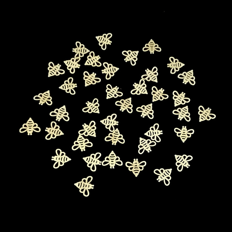 100 vnt. / lot. Japonija 3d auksas Honey Bee nagų dailės puošmenos Charm Diy Manikiūras Papuošalai Lydinio smeigės papuošalams Priedai Kniedės