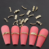 3D Metāla nagu piekariņi Zelta Sudraba Nail Art Gredzens Sprādze Punk Volume Decoration Kawaii Aksesuāri Lente Rhinestones Rotaslietas GL512